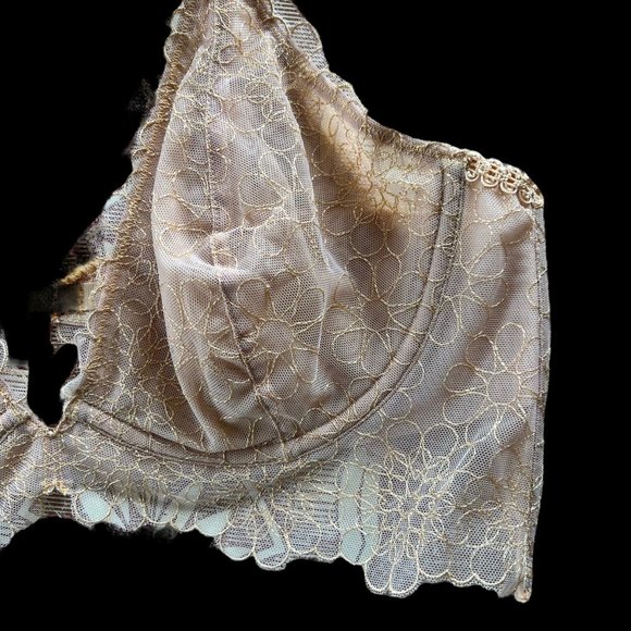 Intimately Free People Nude Lace Floral Embroidered Lingerie Bra 36C - Picture 2 of 5